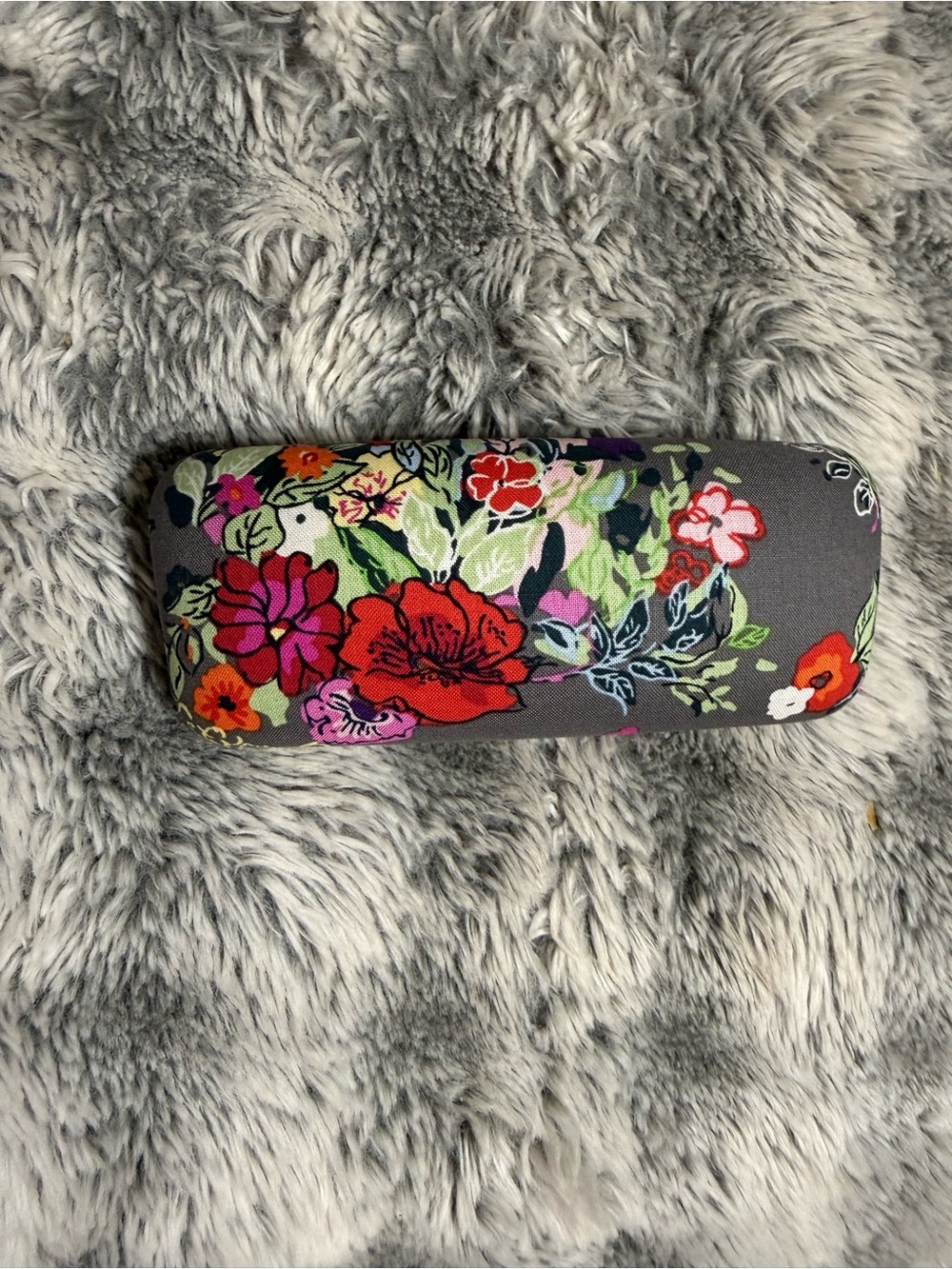 Vera Bradley Floral Eyeglass Case - Gray with Red, Pink, Green, Orange Accents